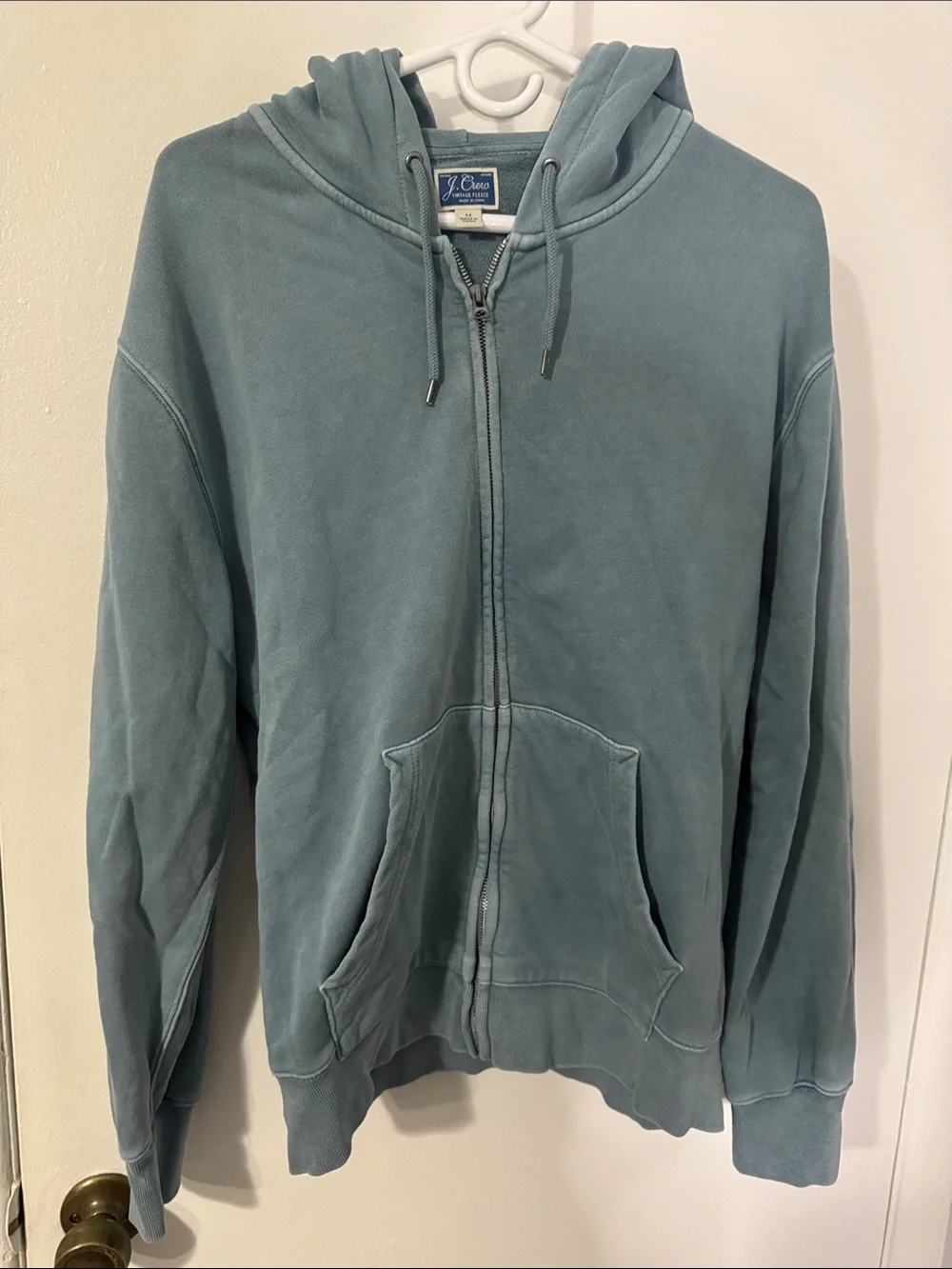 J. Crew Men’s Medium Vintage Fleece Light Blue Full Zip Hoodie